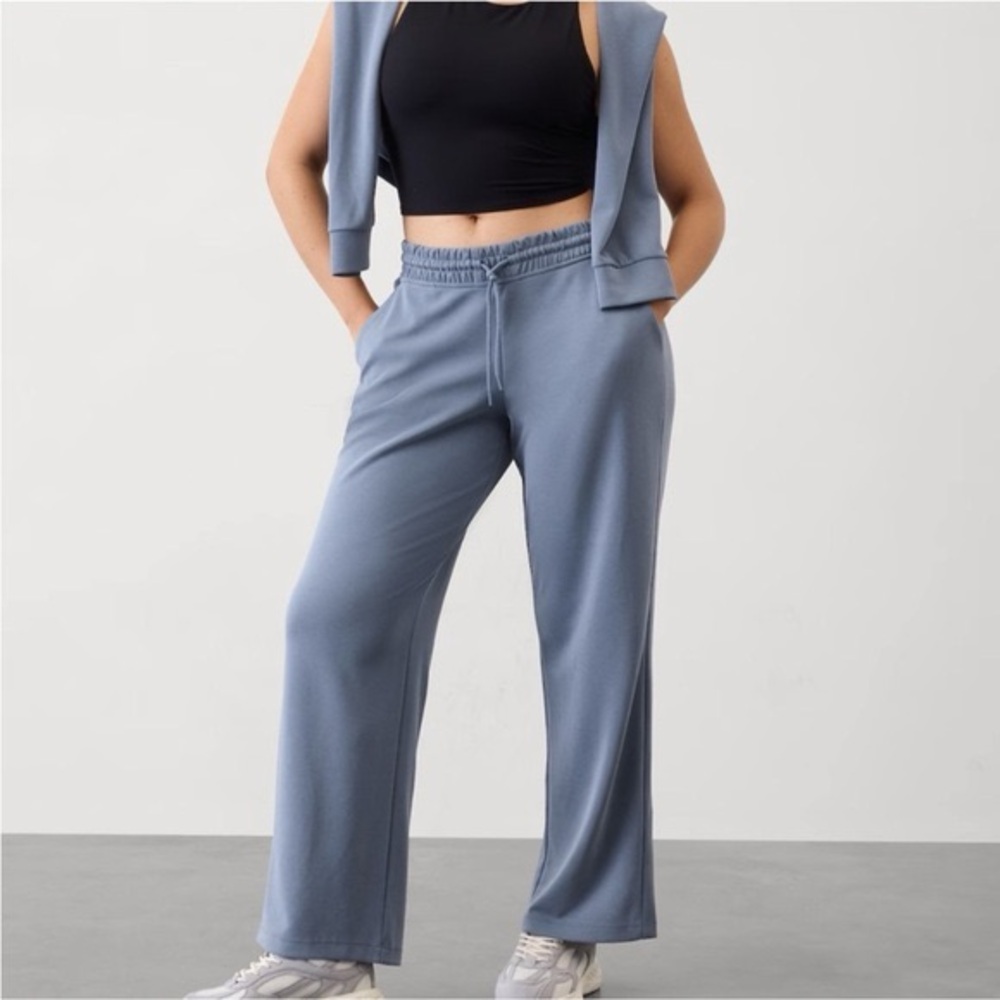 Athleta Seasoft Drawstring Pants Shadow Blue L - image 2